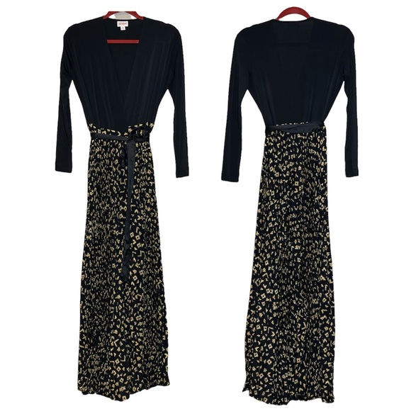 LuLaRoe Dresses & Skirts - NWT LuLaRoe DeAnne Black And Gold Aztec Print Pleated Long Dress XS